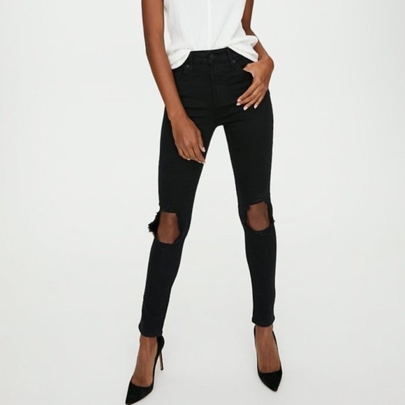 Levi’s 721 Black Distressed High Rise Skinny Jeans - Picture 1 of 6